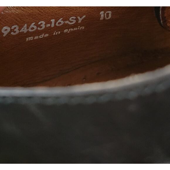 Brass Boot Mens Shoes 10 Brown Black Braided Leather Cap Toe Monk Strap Loafer - Picture 10 of 16